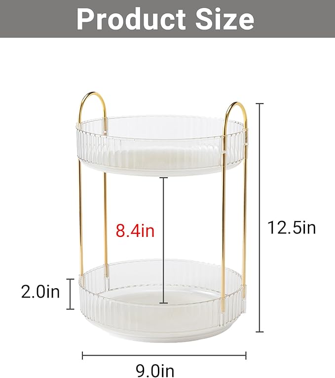 360 Rotating Makeup Organizer,2 Tier Large Capacity Make Up Organizers and Storage,Skincare Perfume Vanity Organizers,Bathroom Cosmetics Storage Organizer Countertop(Clear-2 Tier)-NeatNest