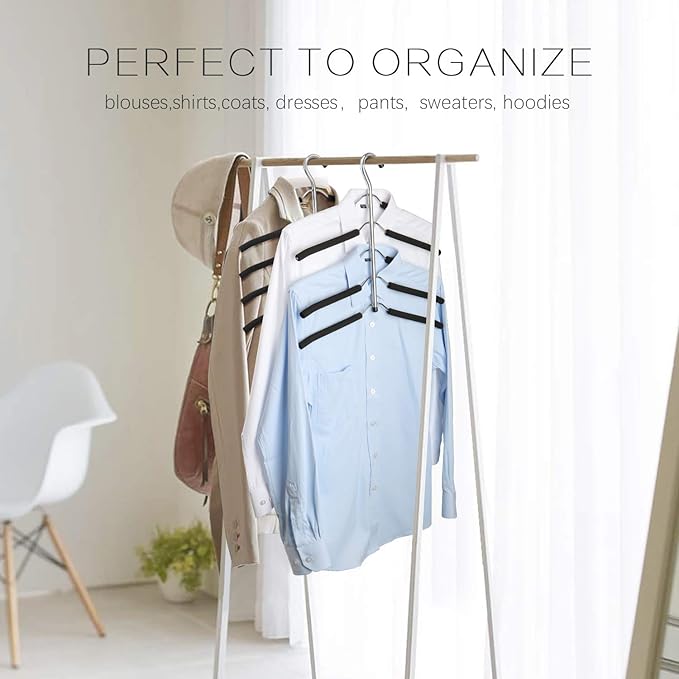 DOIOWN Blouse & Shirt Hangers - Non Slip Space Saving Stainless Steel Closet Organizer (2 Pack)-NeatNest