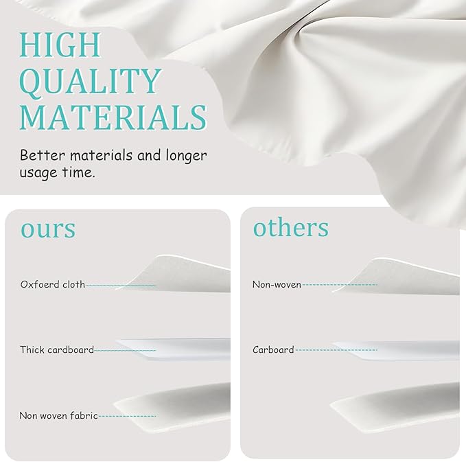 Fabric Storage Boxes for Shelves, 3 Pack Foldable Cloth Bins, Closet Organizers System with 2 Handles, Durable and Sturdy, Saving Space, White & Ivory, 16.1 x 9.8 x 6.5 In, XSNY11WM-3-NeatNest