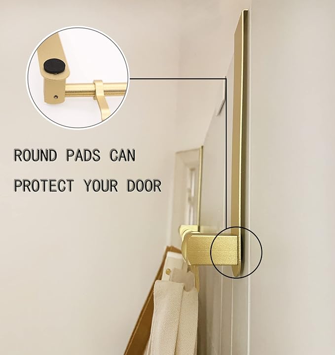 Over The Door Hooks Door Hanger, Moving 6-Hooks Over Door Coat Rack for Hanging, Aluminum Heavy Duty Door Organizer for Towel Robe Hat Bag, Behind Back of Door Bathroom (Gold)