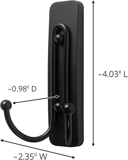 Command Large Matte Black Double Hooks, 2 Hooks and 2 Command Strips, Damage Free Hanging Wall Hooks with Adhesive Strips, No Tools Coat Hooks for Hanging Home Decor, Holds up to 4 lb-NeatNest