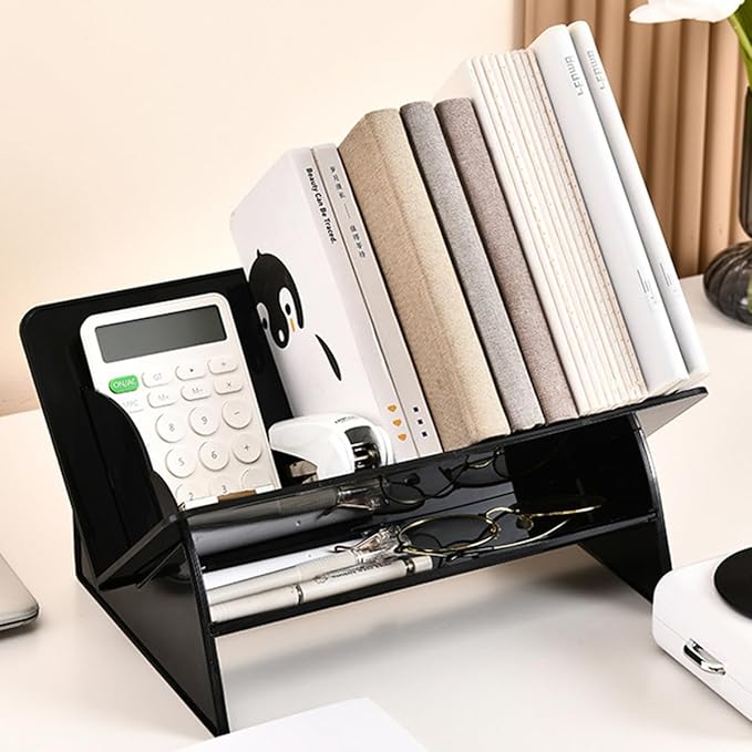 Acrylic Desktop Bookshelf, Detachable Bookcase, Clear Book Organizer, Book/CD/Magazine Rack for Office/Study Room Library/Home-NeatNest