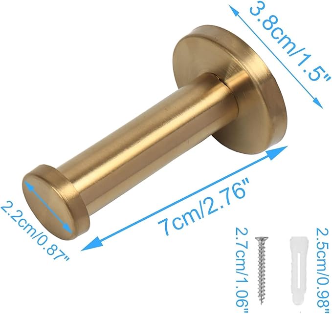 Bath Towel Hooks, 4 Pack Round Coat Hooks, Sturdy Wall Mounted Robe Hook, SUS 304 Stainless Steel Heavy Duty Clothes Hanger, Wall Towel Hooks for Bathroom Bedroom Kitchen (3 in, Gold)