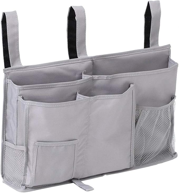 Bedside Caddy Storage Organizer Bunk Bed Oranizer Hanging Storage Bag for Crib Hospital Beds Dorm Rooms with 8 pockets (Grey)-NeatNest