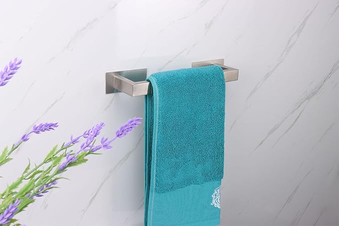 Bathroom Towel Bar Self Adhesive, No Drilling Towel Rack Easy to Install,Hand Towel Holder Made of Premium Stainless Steel Sticky on Hand Towel Hanger for Kitchen, Toilet.(12IN, Brushed)-NeatNest