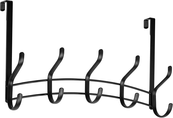 LYNK Professional® Home™ Over Door Hooks Rack - 10 Hook Over Door Hanger - Over Door Towel Rack - Hanging Towels or Clothes - for Bathroom, Bedroom or Laundry Room – Lifetime Ltd. Warranty - Black