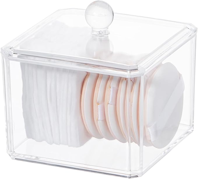 dedoot Plastic Drawer Organizer, Clear Acrylic Vanity Desk Storage and Organizer, Bathroom Display Storage Container with Lid for Jewelry, Small Items 3.74x3.54X2.55 Inch-NeatNest