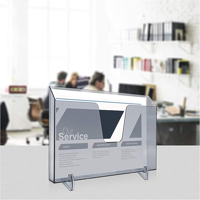 Acrimet Pocket File Holder Horizontal Design Brochure Display (for Wall Mount or Countertop Use) (Removable Supports Included) (Letter Size) (Smoke Color)