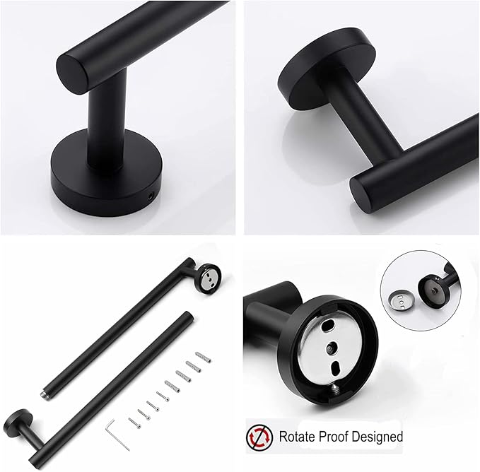 24 Inch Towel Bar 2 Pack for Bathroom 9/12/16/24/28/33 Inch Kitchen Hand Towel Holder Matted Black Stainless Steel 304 RUSTPROOF Wall Mount Towel Rod 2 of Pack (2, Matted Black, 24 Inch)