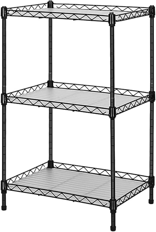 Best 3-Tier Wire Shelving - Black -Mini Shelf - Kitchen Storage Shelves, Lightweight countertop Storage Rack Corner Shelf Shelving Adjustable Storage Shelf, 11.8" D x 15.7" W x 31.5" H-NeatNest