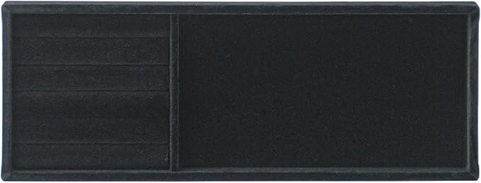 Divided Drawer Organizer - Velvet Jewelry Storage Tray for Necklace, Bracelet, Ring, Earring Display - Bedside Nightstand Desk Holder for Phone, Watch, Sunglasses, Cosmetics Storage - Black, 2 Grid-NeatNest