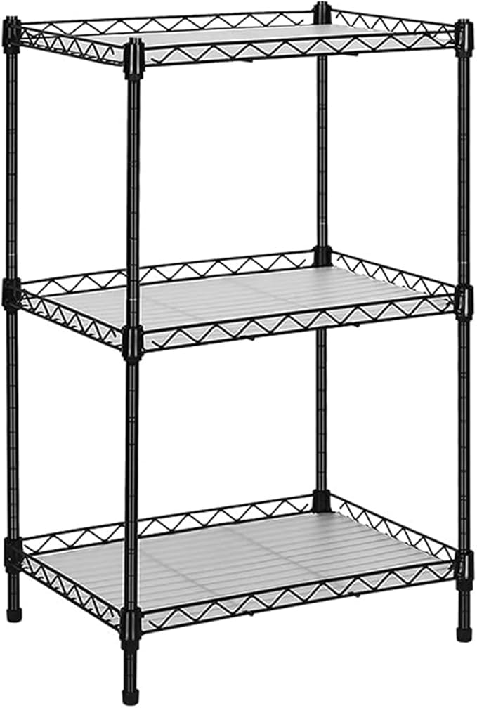 Best 3-Tier Wire Shelving - Black -Mini Shelf - Kitchen Storage Shelves, Lightweight countertop Storage Rack Corner Shelf Shelving Adjustable Storage Shelf, 11.8" D x 15.7" W x 31.5" H-NeatNest
