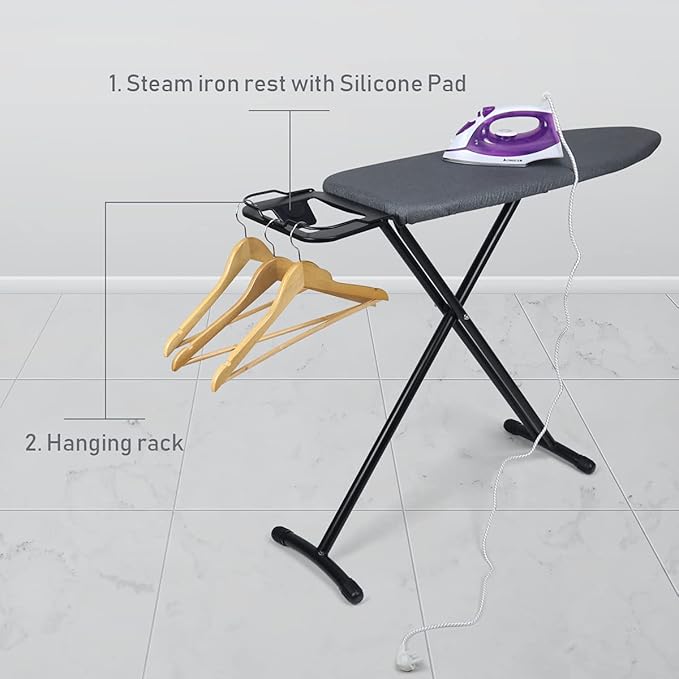 Duwee 12"x36" Ironing Board with Heat Resistant Cover and Thicken Felt Pad, Heavy Sturdy Legs