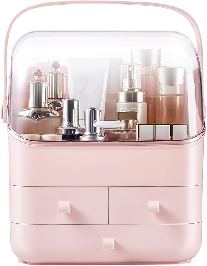 Large Makeup Organizer w Drawers Beauty Organizer Makeup Box Holder Vanity Organization Desk Countertop MakeUp Organizers Bathroom Counter Organizer Skincare Cosmetic Case Stand Dustproof Lid Gift-NeatNest