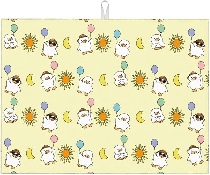 Cute Ducks Dish Drying Mat for Kitchen Counter Cute Kitchen Mat Microfiber Kitchen Countertop Absorbent Reversible Drainer Rack Pad Dish Drying Mat 18 x 24 Inch-NeatNest