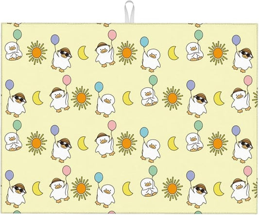 Cute Ducks Dish Drying Mat for Kitchen Counter Cute Kitchen Mat Microfiber Kitchen Countertop Absorbent Reversible Drainer Rack Pad Dish Drying Mat 18 x 24 Inch-NeatNest
