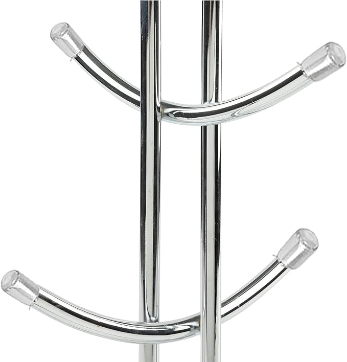 FitWell Mugs Holder, Mug Tree, Coffee Cup Holder, Coffee Mug Tree, Mug Organizer for Cabinet, Mug Holder Stand, Coffee & Tea Cup Storage Rack (Chrome, 6 Mugs (15"H))-NeatNest
