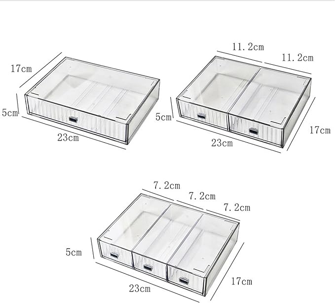 Desk Drawer Organizer, Stackable Office Supplies Desk Organizer, Plastic Plastic Storage Drawer, Desk Grocery Organizer For Stationery/Office Supplies (Clear, 3 Compartment)-NeatNest
