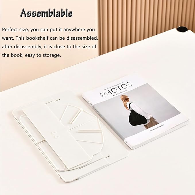 Acrylic Desktop Bookshelf, Detachable Bookcase, Clear Book Organizer, Book/CD/Magazine Rack for Office/Study Room Library/Home (White, 12.6“)-NeatNest