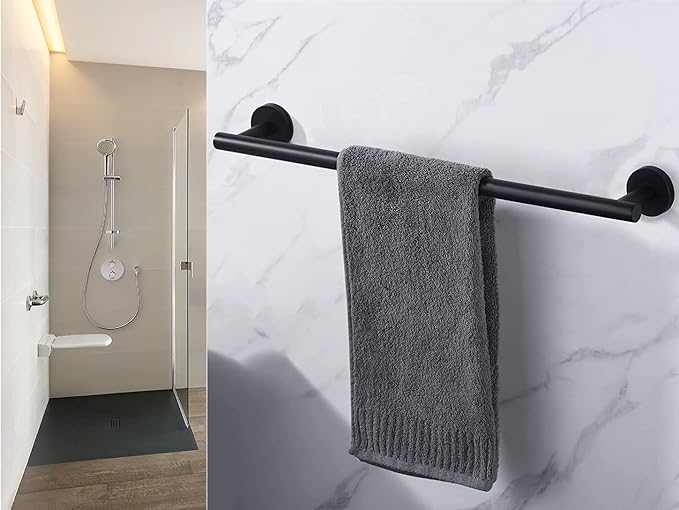 24 Inch Towel Bar 2 Pack for Bathroom 9/12/16/24/28/33 Inch Kitchen Hand Towel Holder Matted Black Stainless Steel 304 RUSTPROOF Wall Mount Towel Rod 2 of Pack (2, Matted Black, 24 Inch)