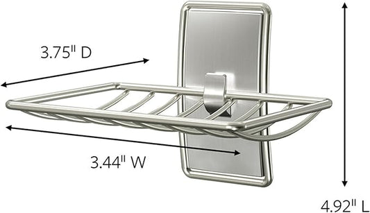 Command Soap Dish for Shower, Damage Free Hanging Bathroom, No Tools Bar Soap Holder, 1 Satin Nickel Soap Dish and 2 Water-Resistant Command Strips-NeatNest