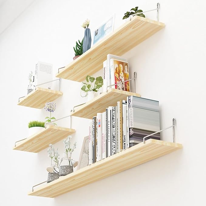 Dixiao 3Pcs Wall Mounted Floating Shelves, Modern Home Décor Wall Shelf Board for Kitchen, Bedroom, Bathroom,Living Room (Wood Color,40 * 15 * 1.5cm)-NeatNest