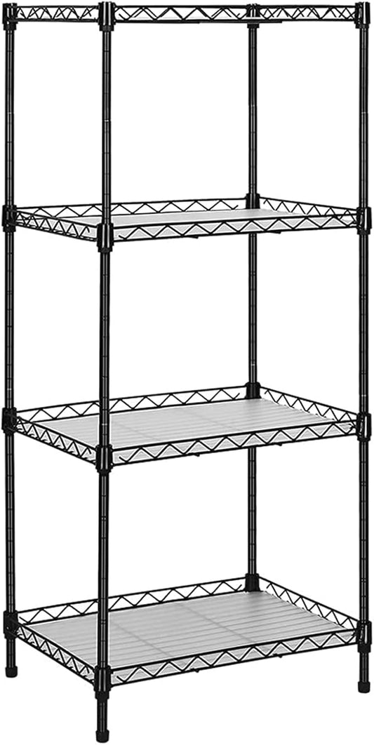 Best 4-Tier Wire Shelving - Black - Heavy Duty Shelf - Kitchen Storage Shelves, Wire Shelving Unit with Baskets Storage Rack Corner Shelf Shelving Adjustable Storage Shelf, 11.8" D x 15.7" W x 47" H-NeatNest