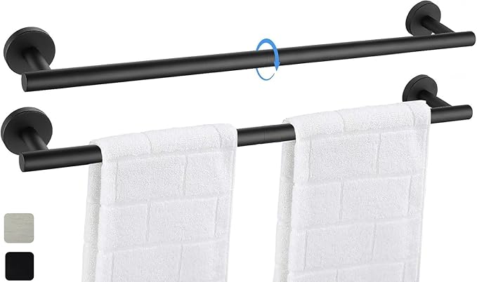 24 Inch Towel Bar 2 Pack for Bathroom 9/12/16/24/28/33 Inch Kitchen Hand Towel Holder Matted Black Stainless Steel 304 RUSTPROOF Wall Mount Towel Rod 2 of Pack (2, Matted Black, 24 Inch)