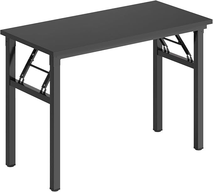 DlandHome Computer Desk Folding Table 39.4 inches Writing Desk for Small Space Study Table Laptop Desk No Assembly Required Black&Black-NeatNest