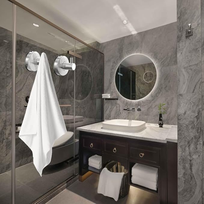 DGYB Suction Cup Hooks - 15LB Shower Hooks for Inside Shower, Stainless Steel No Drill Wall Hook Set of 2 Chrome Towel Hook for Bathrooms, Loofah, Robe-NeatNest