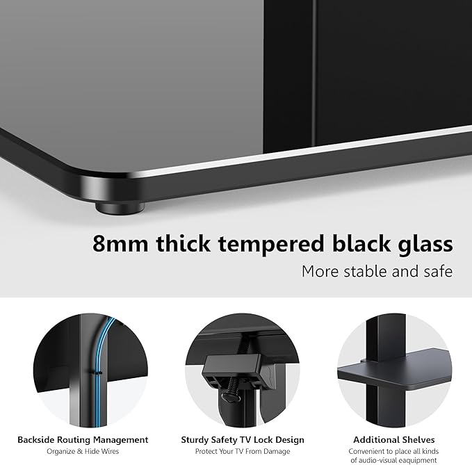 FITUEYES Swivel Floor TV Stand with Mount for TVs 37 43 50 55 60 65 70 75 Inch LCD LED Flat/Curved Screens Universal Swivel Televisions TV Mount Stand for Bedroom Living Room Black Tempered Glass Base-NeatNest