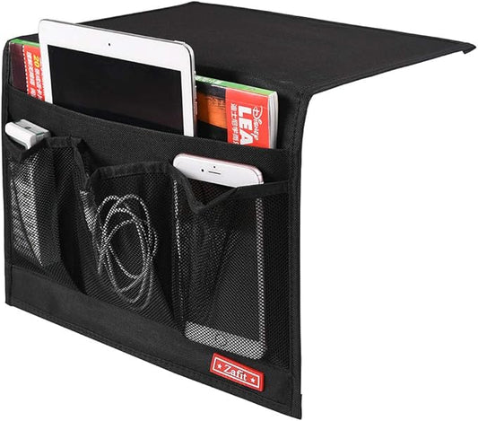 Bedside Storage Organizer - Table Cabinet Organizer Caddy for Remotes, Phone, Glasses (Classic 4 Pockets - Black)-NeatNest