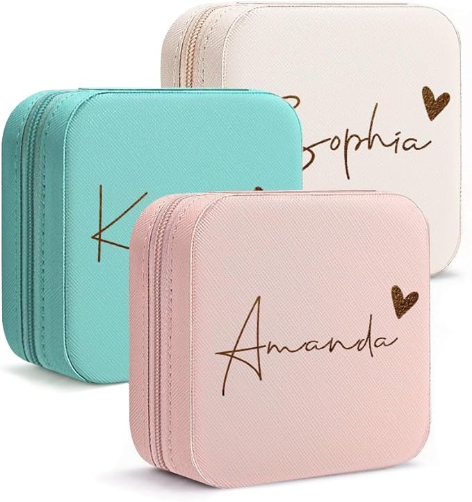 DayOfShe Personalized Name Jewelry Box for Women Girls Custom Travel Jewelry Case with Name for Bridesmaid Proposal Gifts, Travel Jewelry Box for Teen Girls Gifts-NeatNest