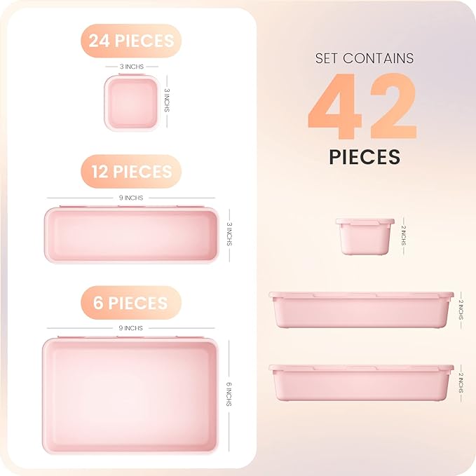 A-LuGei 【𝟰𝟮𝗣𝗖𝗦】【Pink】 Tool Box Organizer Tray Divider Set, Desk Drawer Organizer, Garage Organization and Storage Toolbox Accessories for Rolling Tool Chest Cart Cabinet Work Bench Small Parts-NeatNest