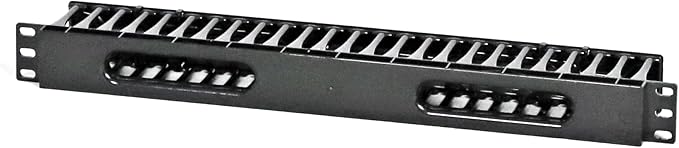 AEONS 1U Cable Management Horizontal 19-inch Rack Mount Cable Manager Finger Duct Raceway Plastic Hinged Cover Black