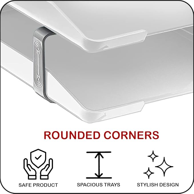 Acrimet Traditional 2 Tier Letter Tray, Front Load Design, A4 Letter Size, Desktop Organizer (Plastic) (White Color)-NeatNest