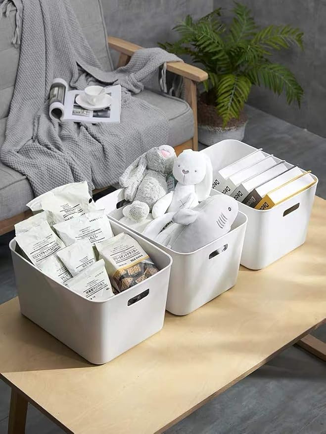 Set Of 8 Plastic Storage Bins,Versatile Kitchen Pantry Organization and Storage,for Plastic Storage Container Under Bed,Under Sink Bathroom Organizer (White, 8 Pack)-NeatNest