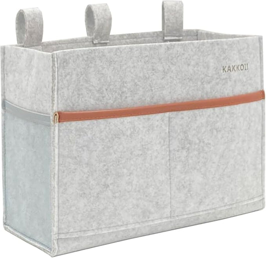 Bedside Caddy, Felt Bedside Storage Organizer, Hanging Storage Bag, Chair Organizer Caddy, Remote, Magazine, Drink Bottle Holder for Hospital, Dorm Bed, Baby Stuff, Office (Light Grey Small)-NeatNest