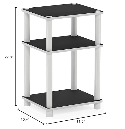 Iceberg IndestrucTable Too 1200 Series, Personal Folding Table, Charcoal, 20” W x 30” & Furinno Just 3-Tier Turn-N-Tube End Table, 1-Pack, White/White-NeatNest