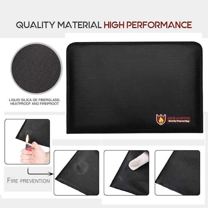 Fireproof Document Bag Fire & Water Resistant File Folder A4 Size 12 Pockets Fireproof Waterproof Safe Document Holder, Non-Itchy Silicone Coated Portable Filing Pouch for Legal Document(Colorful)