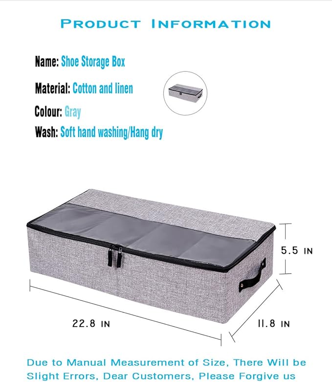 AARAINBOW Foldable Under Bed Clothes Organizer with Lid, Underbed Storage Container with Adjustable Dividers, Clear Window, Gray-NeatNest