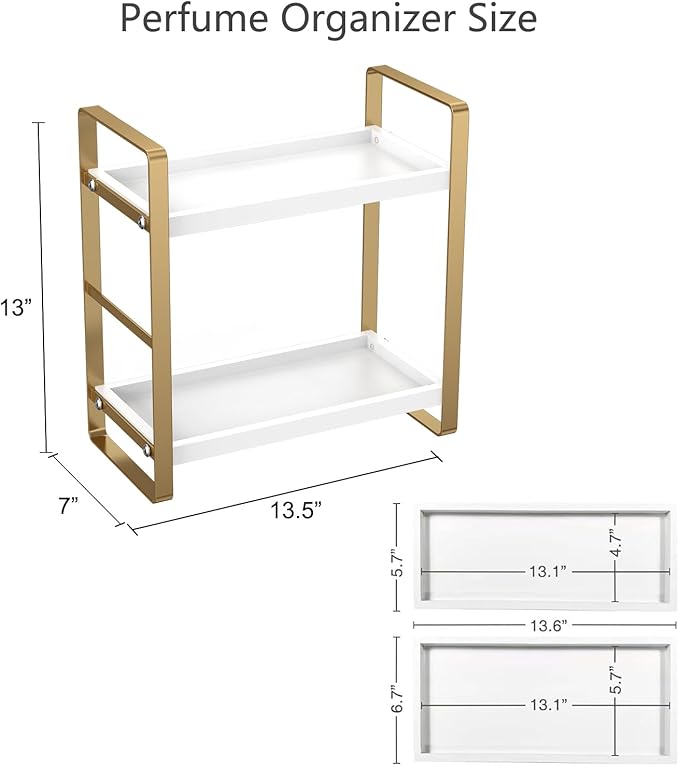 Bathroom Counter Organizer, Wood Vanity Trays with Basket, Skincare Countertop Organizers, Large Capacity Makeup and Perfume Organizer-NeatNest