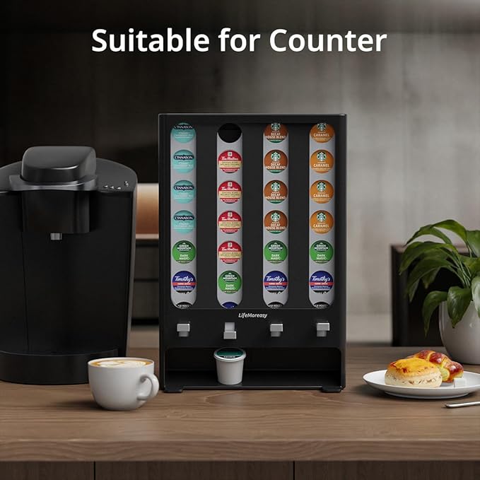 K Cup Holder Creative Coffee Pods Storage Stand Vending-Style K Pod Dispenser K Cup Organizer for 28 Pods-NeatNest