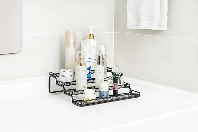 GONGSHI Spice Rack Organizer for Cabinet, Pantry and Countertop, 4 Tier Expandable Seasoning Shelf for Cabinet, Black-NeatNest