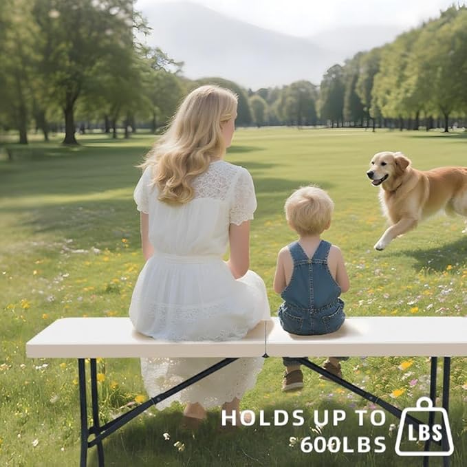 Folding Table 6 Foot - Heavy Duty 600LBS Capacity, Sturdy & Foldable Design with Safety Lock - Portable Tables Folding for Camping, Party, Indoor & Outdoor Use, 1 Pack-NeatNest