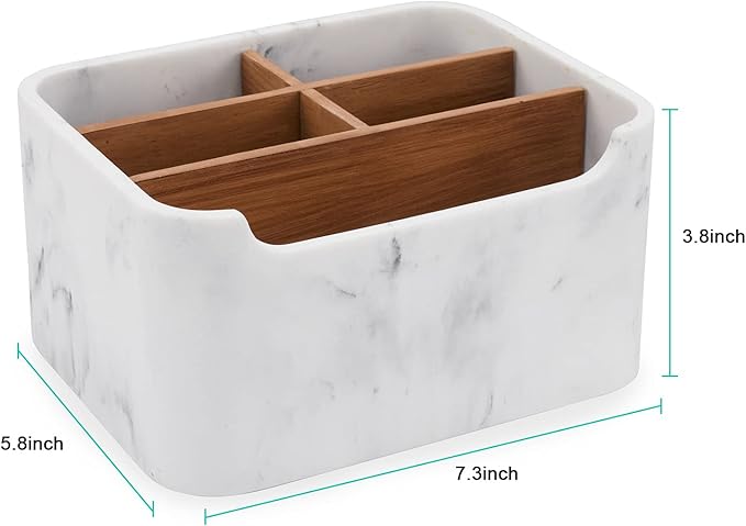 Desk Organizer, Marble Remote Holder for Table, Modern Office Controller Pen Phone Holder Organizer, Stylish Caddy and Storage Accessories for Bedside Nightstand Desktop Coffee Table-NeatNest