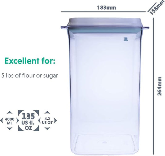 BopTop (1pc - 5lb Flour) Airtight Food Storage Container – Mechanical Silicone Seal Canister - BPA-Free - 4.2Qt-NeatNest