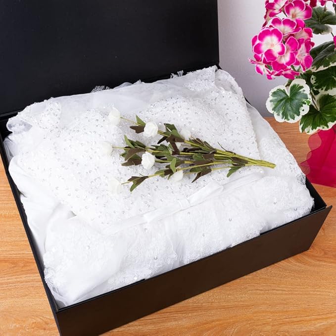Black Extra Large Gift Box with Lid 1 Pcs 19x16x6 Inches, Gift Box large Black Gift Boxes for Presents Clothes Robe Wedding Dress Sweater,Reusable Foldable Bridesmaid Proposal Box(Matte)-NeatNest