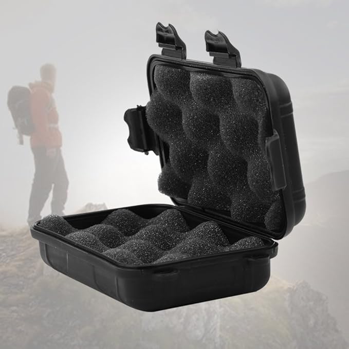 FILFEEL Outdoor Plastic Shockproof Box Airtight Survival Case Container Storage Carry Box Small (L-Black)-NeatNest