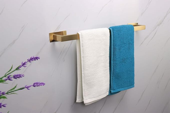Bathroom Towel Bar Self Adhesive, No Drilling Towel Rack Easy to Install,Hand Towel Holder Made of Premium Stainless Steel Sticky on Hand Towel Hanger for Kitchen, Toilet.(24IN, Gold)-NeatNest